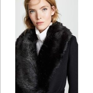 CLUB MONACO
Lenoria Belted Wool Coat With Faux-fur Collar In Black